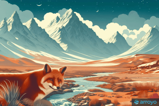 A fox in the desert, with the text 'Arroyo 0.7'