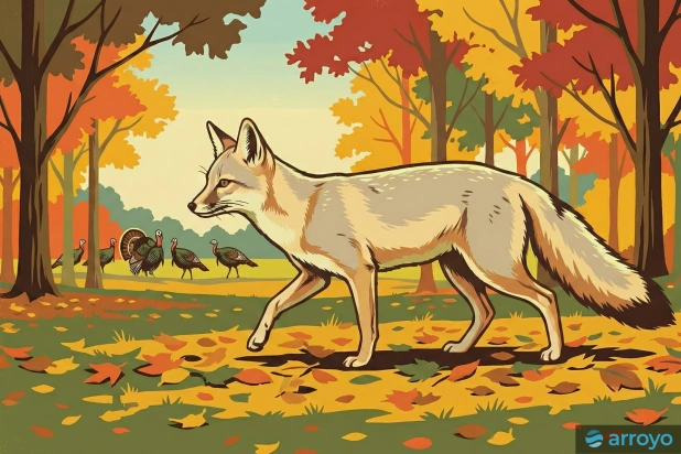 A fox in an a fall forest