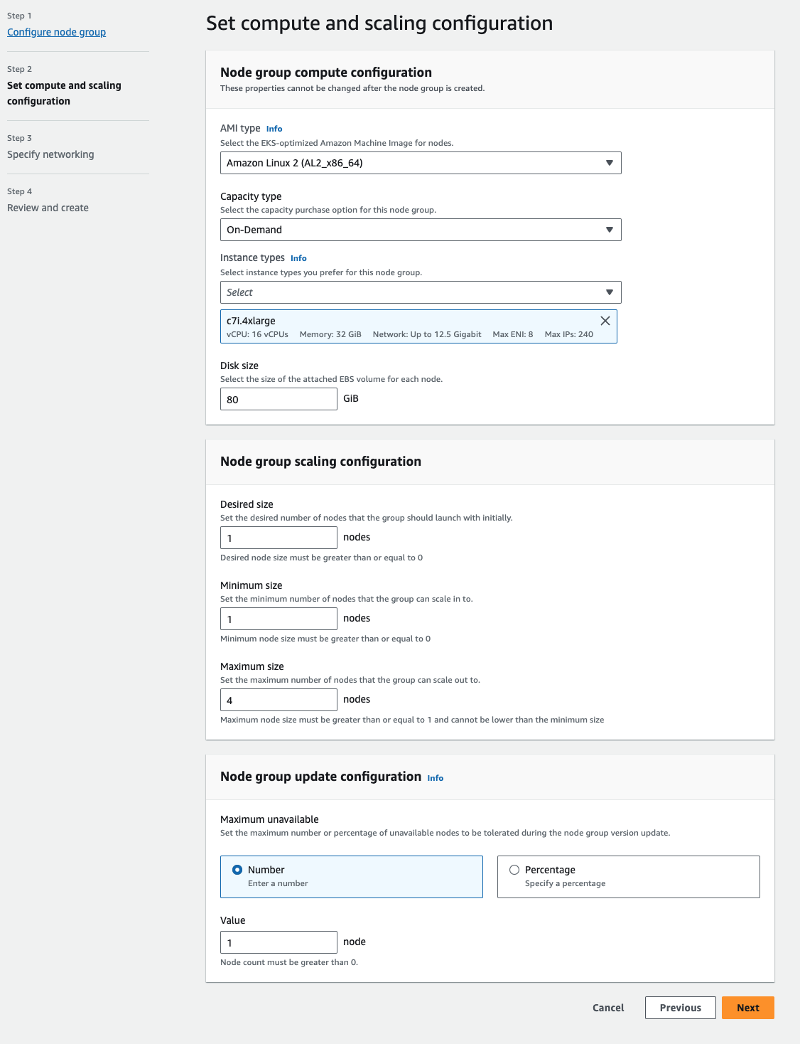 Configure the node group